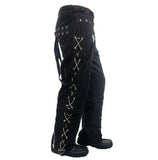 Metal Eyelet Mens Studded Chains Zips Red Stitching Baggy Skater Pants Trousers
