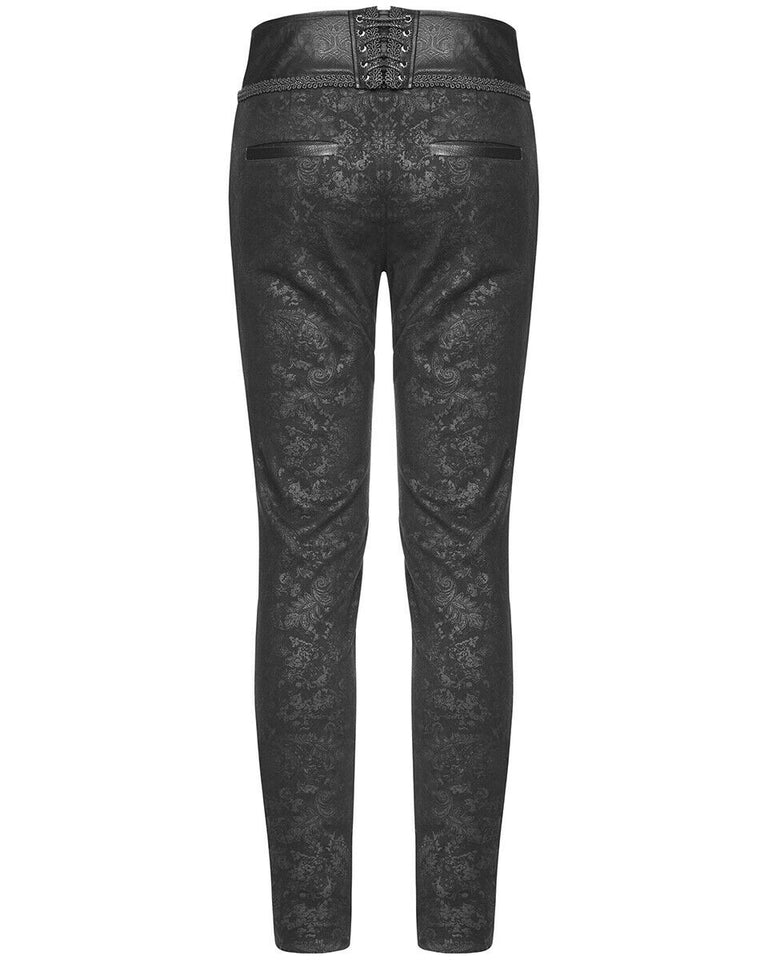 Men's Syndicate Trousers Pants Steampunk Black Brocade