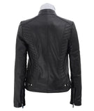 Womens Black Slim Fit Leather Jacket - Fashions Garb